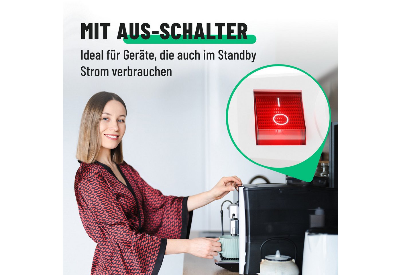 greate. 3x 1fach Steckdosenadapter mit Schalter - Zwischenschalter ohne Kabel Mehrfachsteckdose – Bild 3 von 5