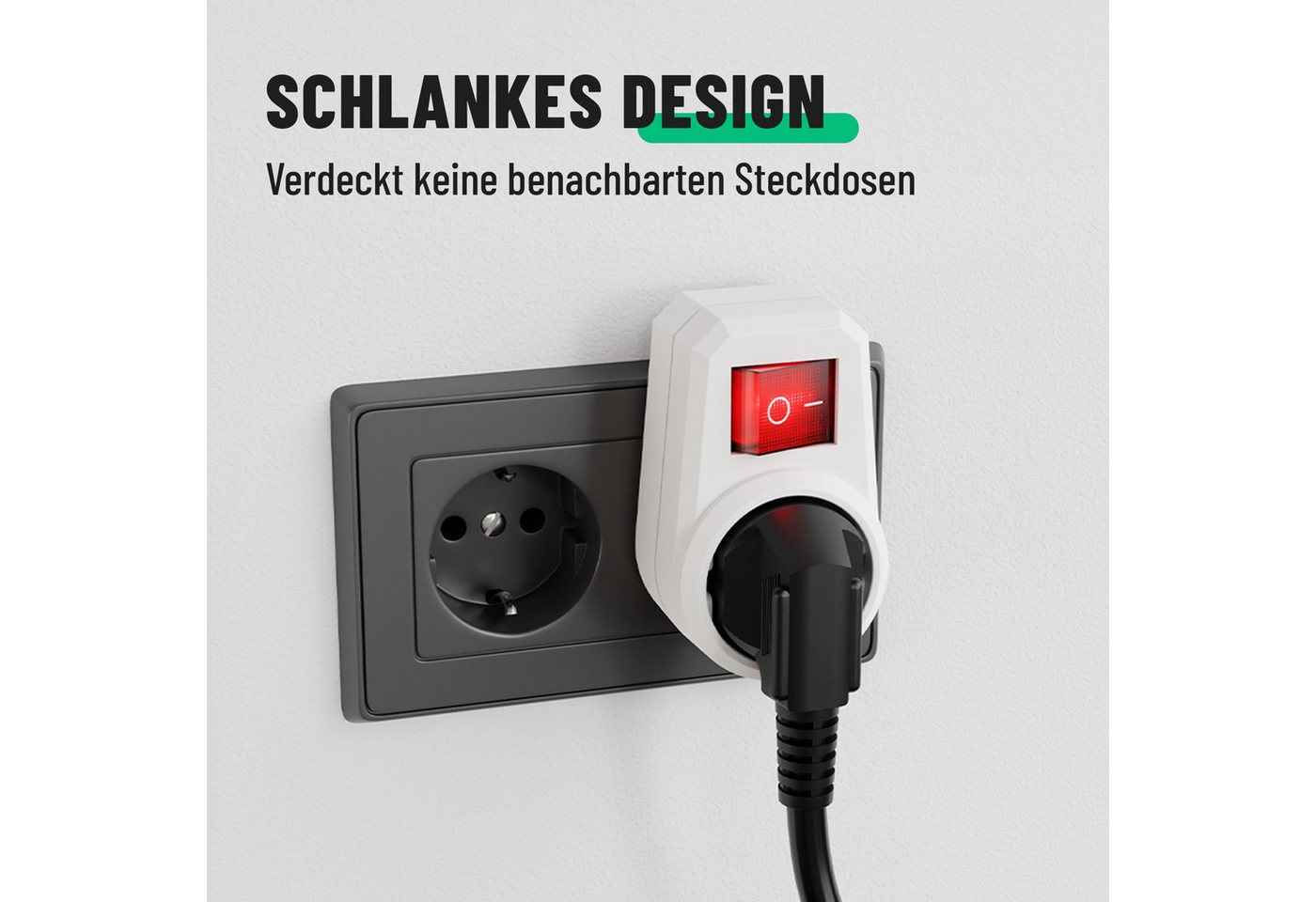 greate. 6x 1fach Steckdosenadapter mit Schalter - Zwischenschalter ohne Kabel Mehrfachsteckdose – Bild 2 von 5
