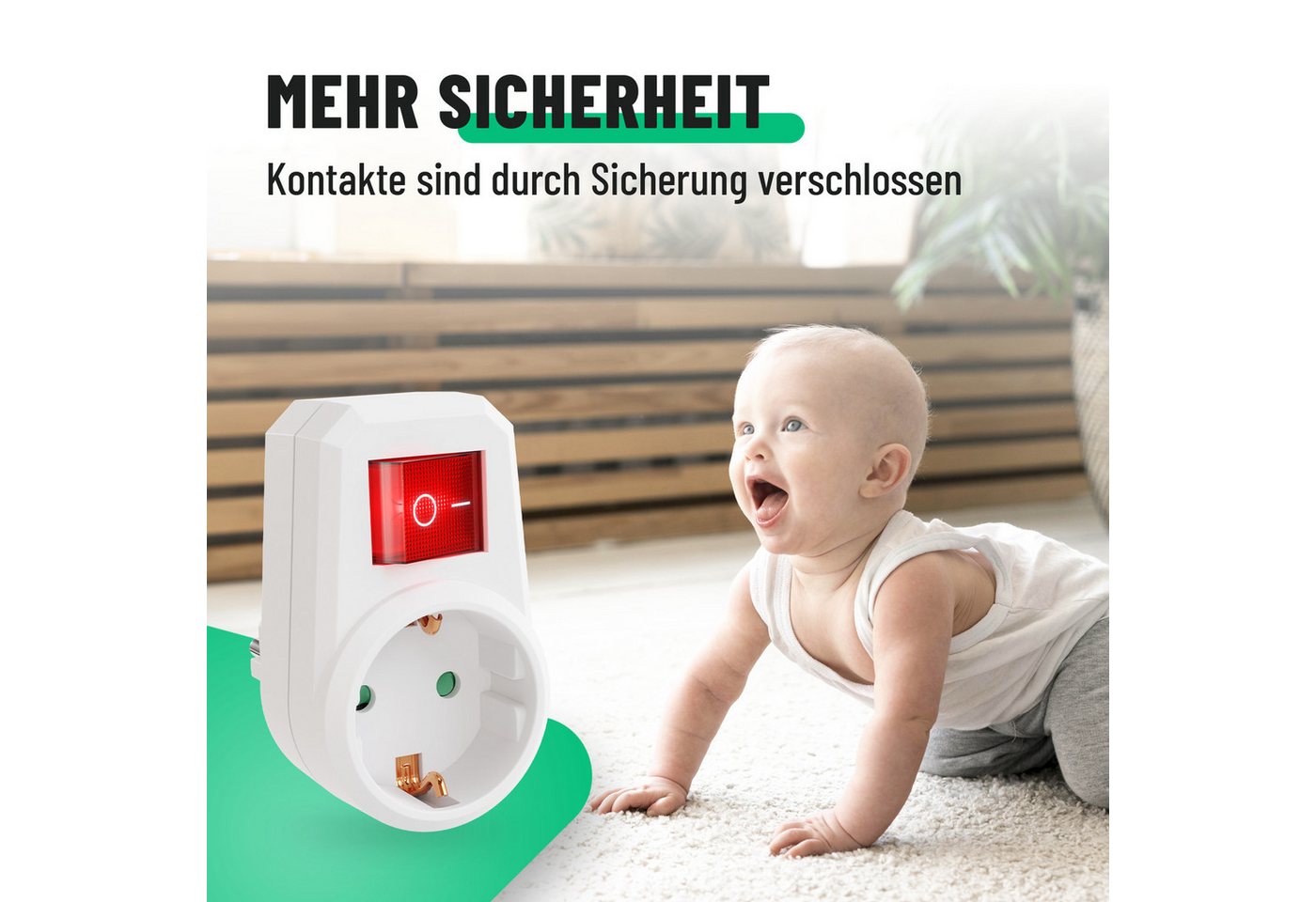 greate. 6x 1fach Steckdosenadapter mit Schalter - Zwischenschalter ohne Kabel Mehrfachsteckdose – Bild 4 von 5