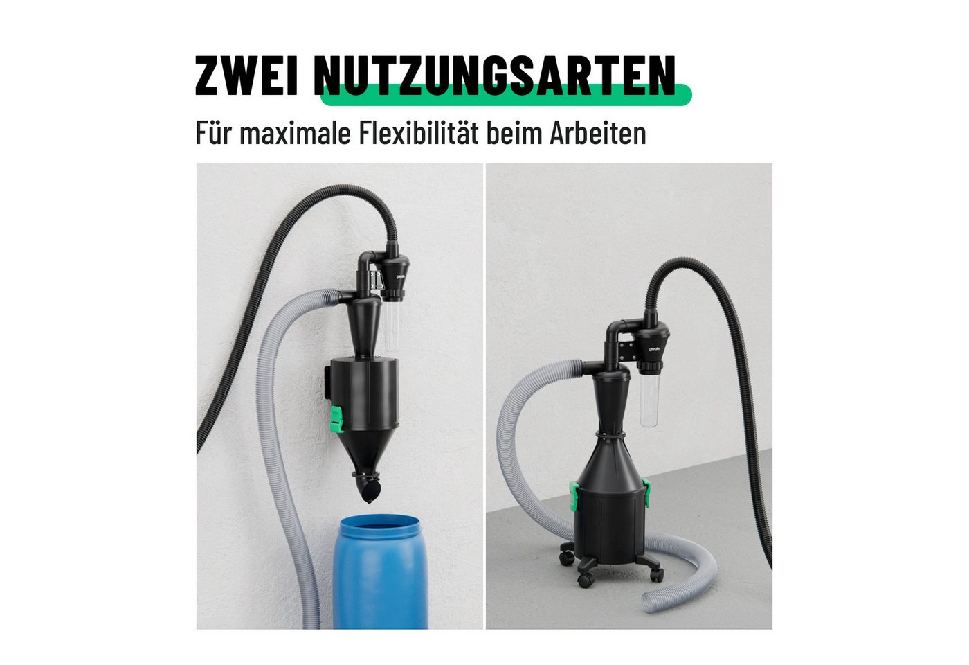 greate. Absauganlage 2-Stufen Zyklonabscheider mit Behälter 17 Liter - Zyklon Absaugung, (2-Stufen Zyklonabscheiderinklusive 17 Liter Sammelbehälter) – Bild 5 von 5