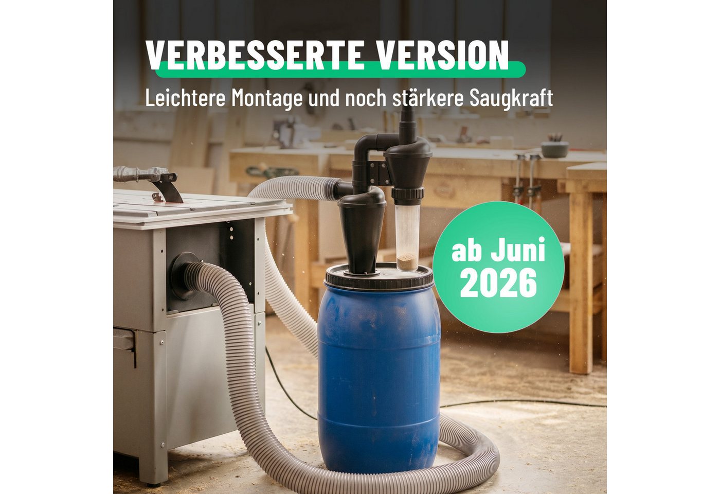 greate. Absauganlage 2-Stufen Zyklonabscheider - Zyklon Absaugung Werkstatt Staubabscheider, 2-Stufen Filter – Bild 2 von 5
