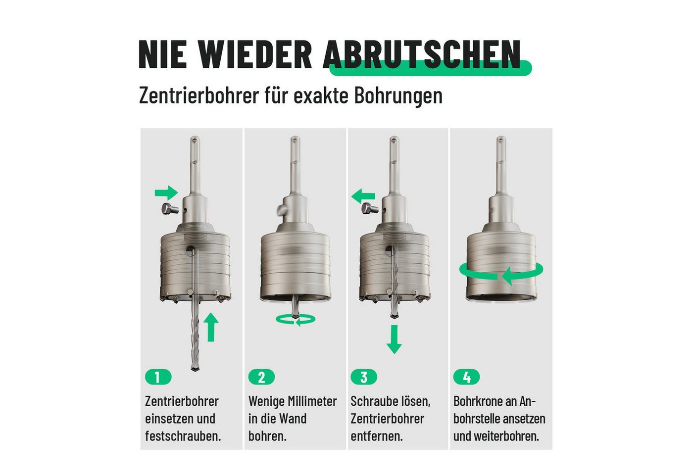 greate. Hohlbohrkrone Bohrkrone 68mm SDS Plus mit Zentrierbohrer - Dosenbohrer Trockenbau, Ø 68 mm, 1-tlg. – Bild 3 von 5