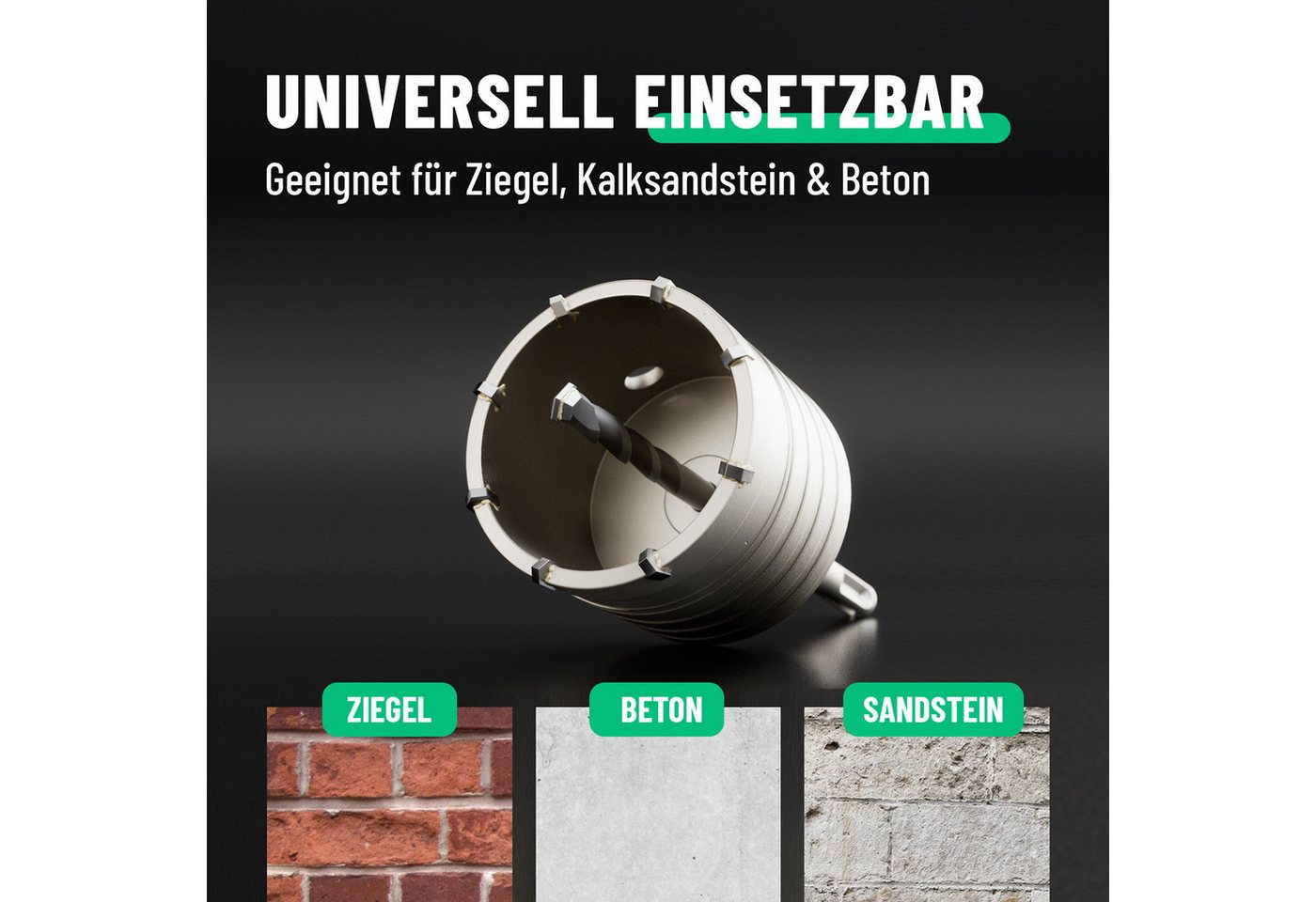 greate. Hohlbohrkrone Bohrkrone 68mm SDS Plus mit Zentrierbohrer - Dosenbohrer Trockenbau, Ø 68 mm, 1-tlg. – Bild 4 von 5
