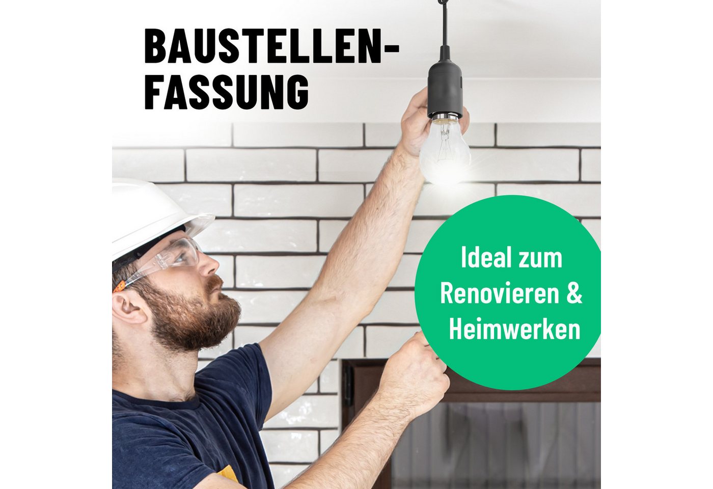 greate. Lampenfassung 6x Baufassung E27 schwarz, Lampenfassung, max. 60W 250V, (6-St) – Bild 2 von 5