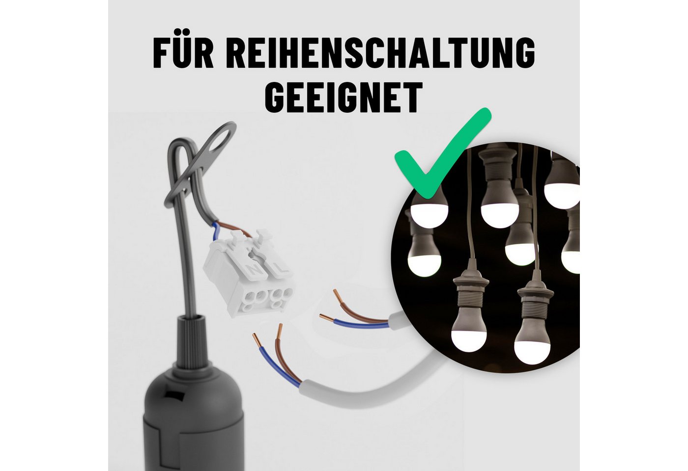 greate. Lampenfassung 6x Baufassung E27 schwarz, Lampenfassung, max. 60W 250V, (6-St) – Bild 4 von 5