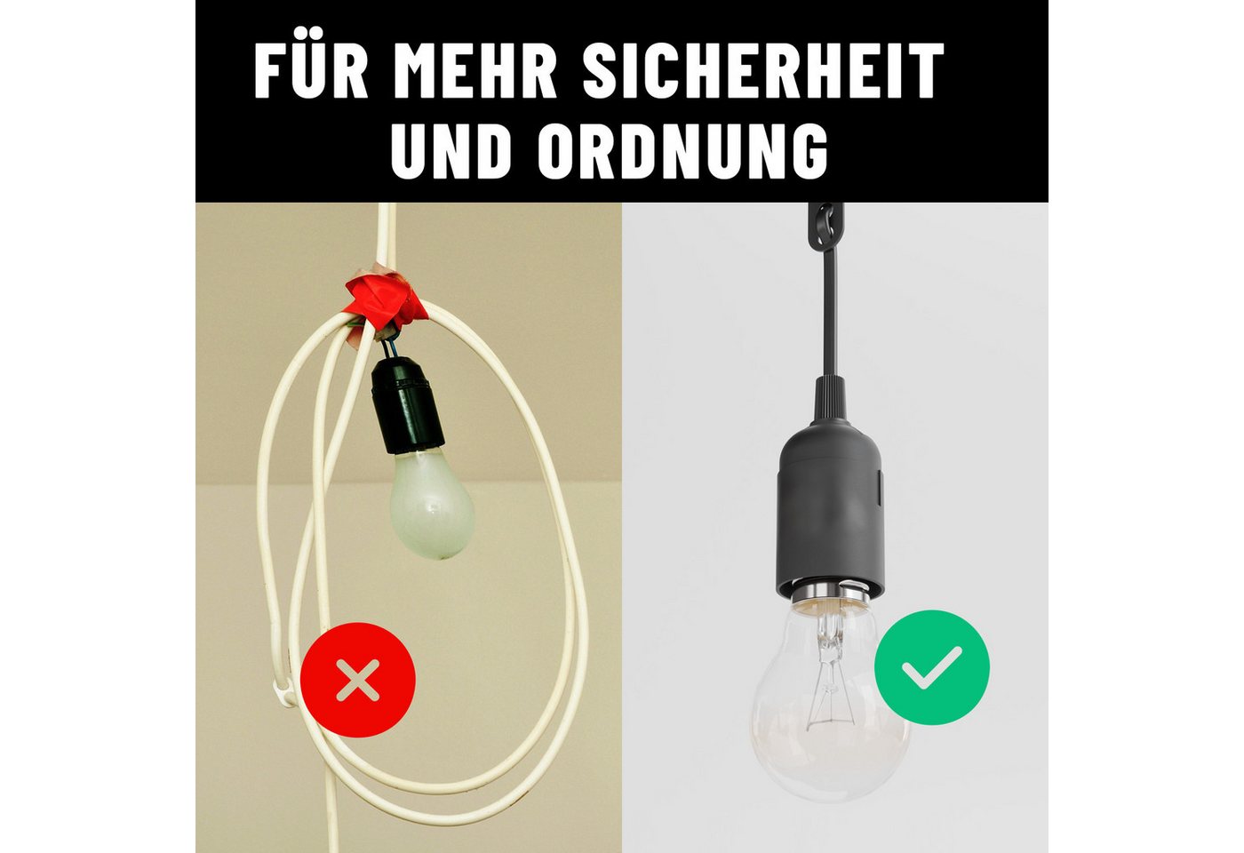 greate. Lampenfassung 6x Baufassung E27 schwarz, Lampenfassung, max. 60W 250V, (6-St) – Bild 5 von 5