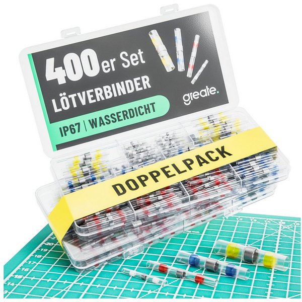 greate. Lötkabelschuh 400er Set Lötverbinder mit Schrumpfschlauch - Schrumpfverbinder, 400-tlg.