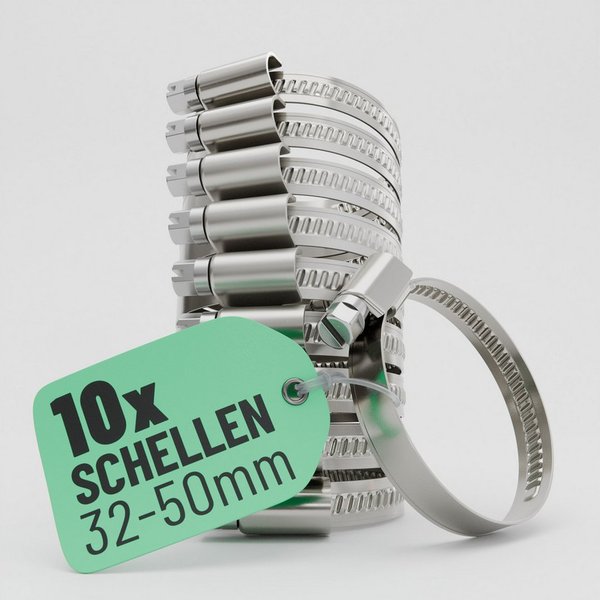 greate. Schlauchschelle 10x Schlauchschellen Edelstahl 32-50 mm - Einstellbare Schlauchschelle, (10-St)