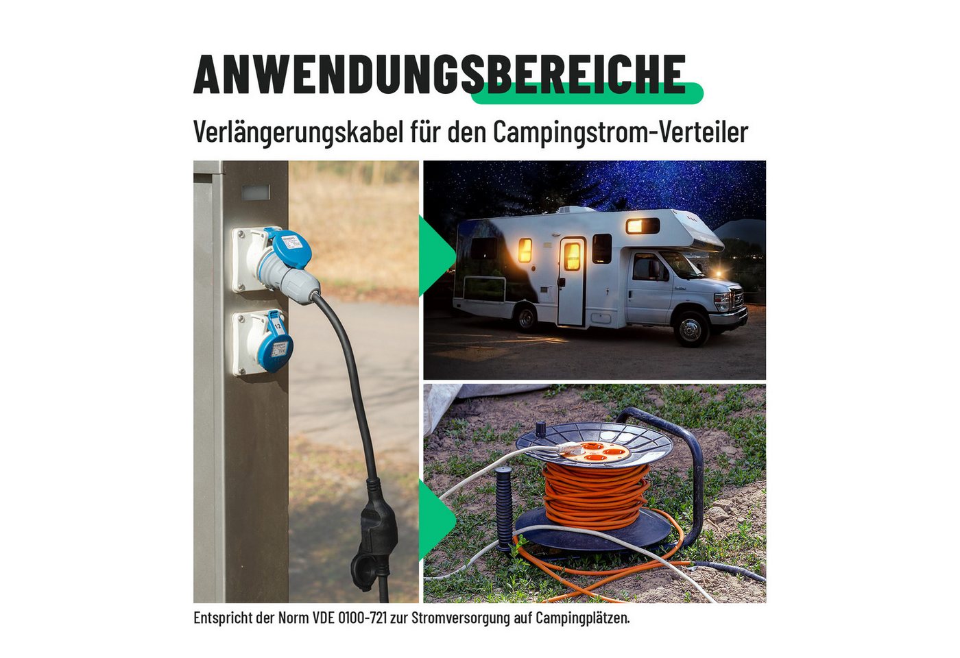 greate. Schuko Stecker auf CEE Kupplung & CEE Stecker auf Schuko Kupplung CEE-Adapterkabel, Schutz gegen Spritzwasser & Staub - Robuster PVC Stecker – Bild 4 von 5