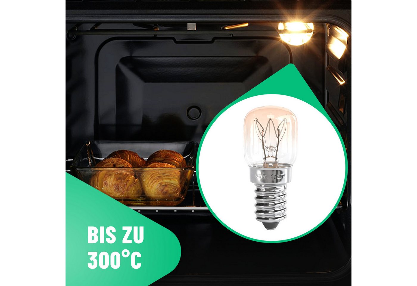 greate. Spezialleuchtmittel Backofenlampe E14 15W - 2er Pack, Backofen, Salzlampe, Mikrowelle, 2 St. – Bild 2 von 5