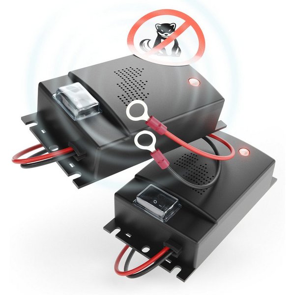 greate. Ultraschall-Tierabwehr 2x Marderschreck Auto, 12V Batterieanschluss, Motorraum, Mader Abwehr, 2-tlg.