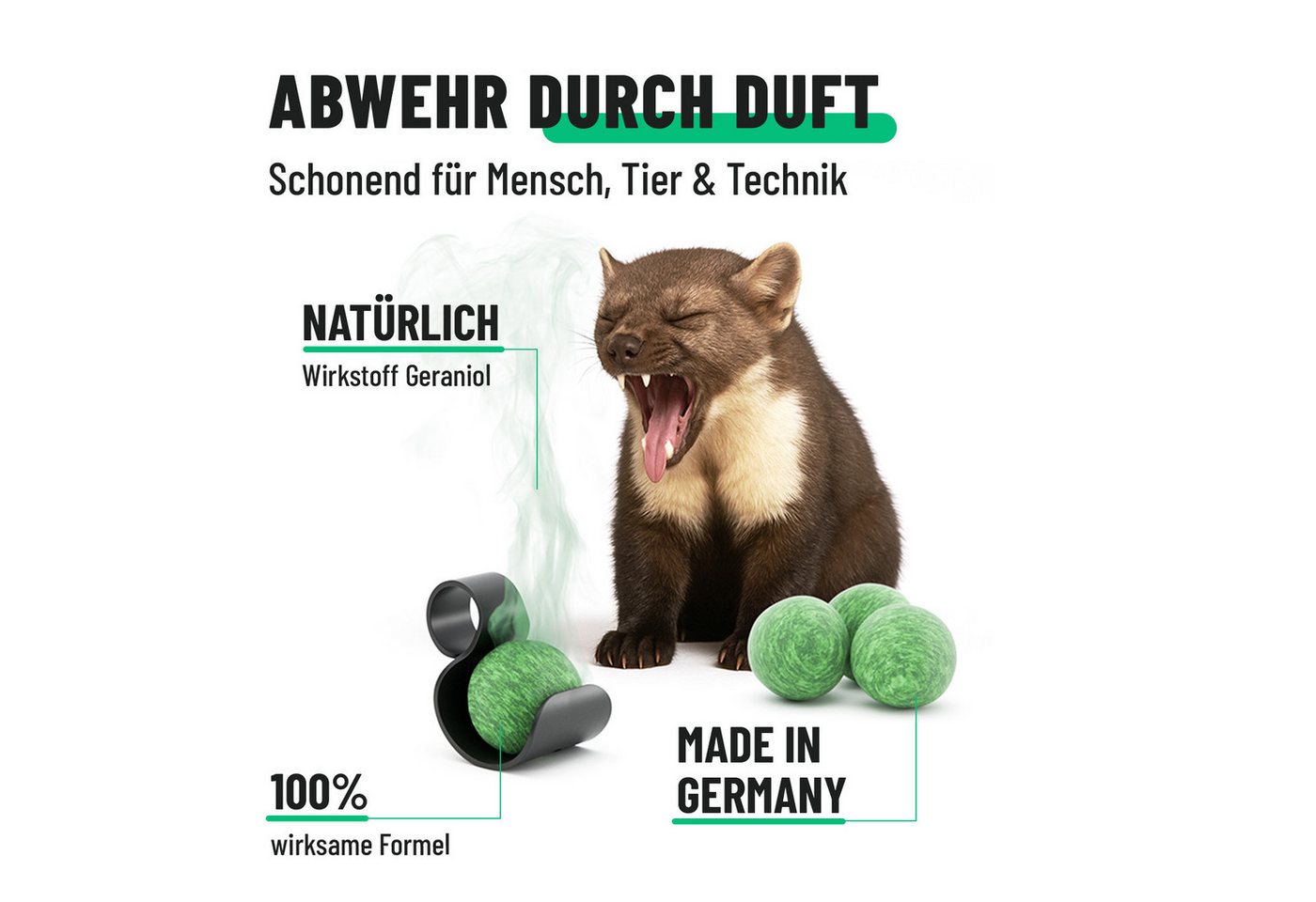 greate. Vergrämungsmittel 8x Marderschreck Duft Kugeln - Langfristige Marderabwehr Auto, 8-St. – Bild 5 von 5