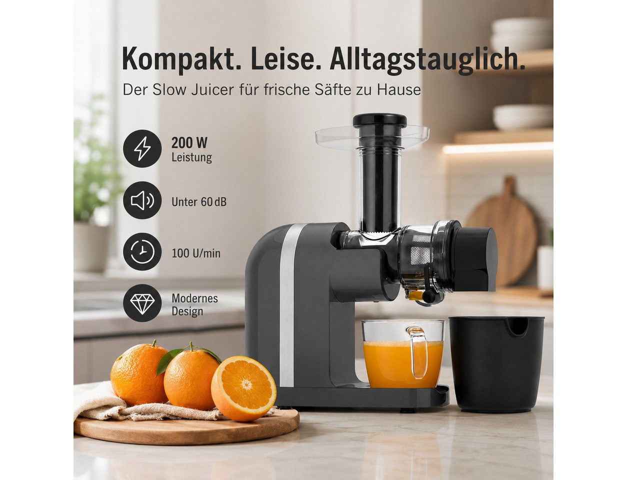 Greatfinds Slow Juicer, 200 W, 7-Stufen-Schnecke für klare, saubere Safttrennung – Bild 2 von 5
