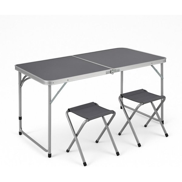 Greemotion Campingtisch Faro Klapptisch-Set anthrazit mit 4 Stühlen für Camping (1x Campingtisch, 4x Stühle), ultraleicht & faltbar (120x60x70 cm)