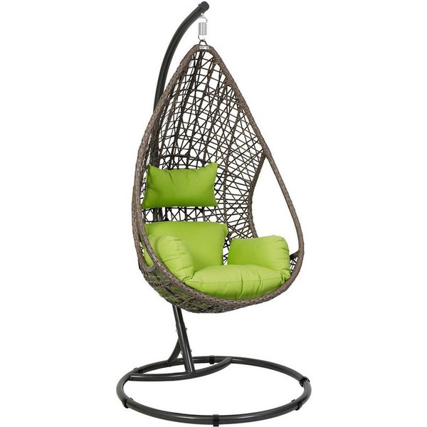 Greemotion Hängesessel Kuba mit Gestell braun grün Indoor Outdoor inkl. Kissen