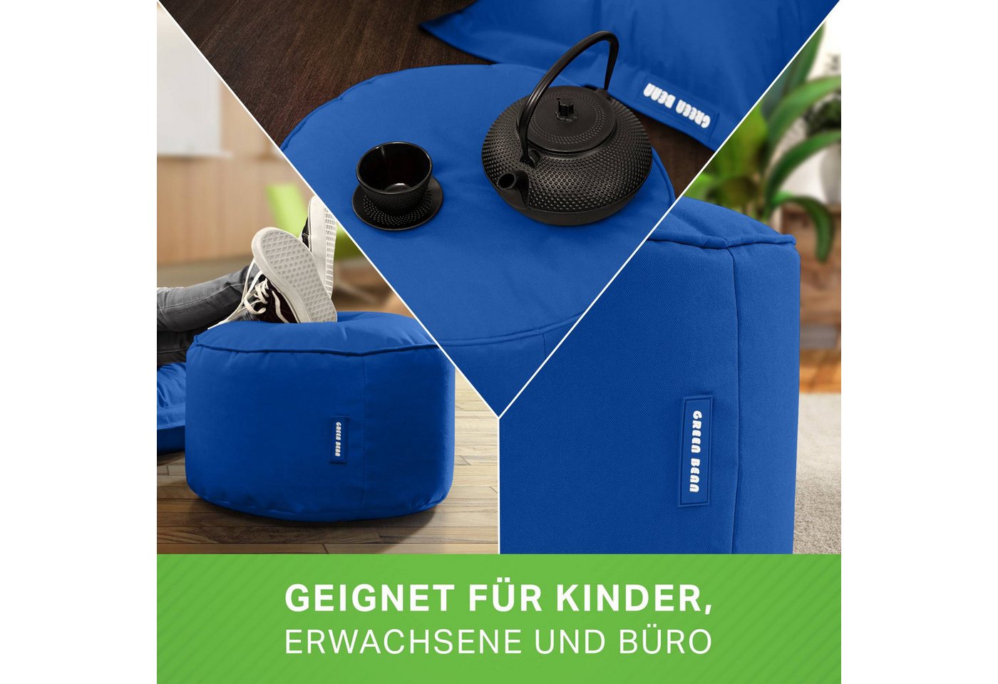 Green Bean Pouf Sitzsack-Hocker Pouf Stay 45x25cm (Sitzsack-Hocker 45x25cm mit EPS-Perlen Füllung -, Fußhocker Fußkissen Sitz-Pouf für Sitzsäcke), die ideale Er – Bild 2 von 5