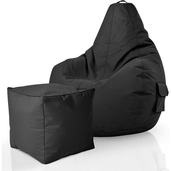 Green Bean Sitzsack Gaming Sitzsack + Hocker Cozy+Cube (2er Set Sitzsack + Hocker - fertig befüllt - robust waschbar schmutzabweisend -, Kinder & Erwachsene Bea