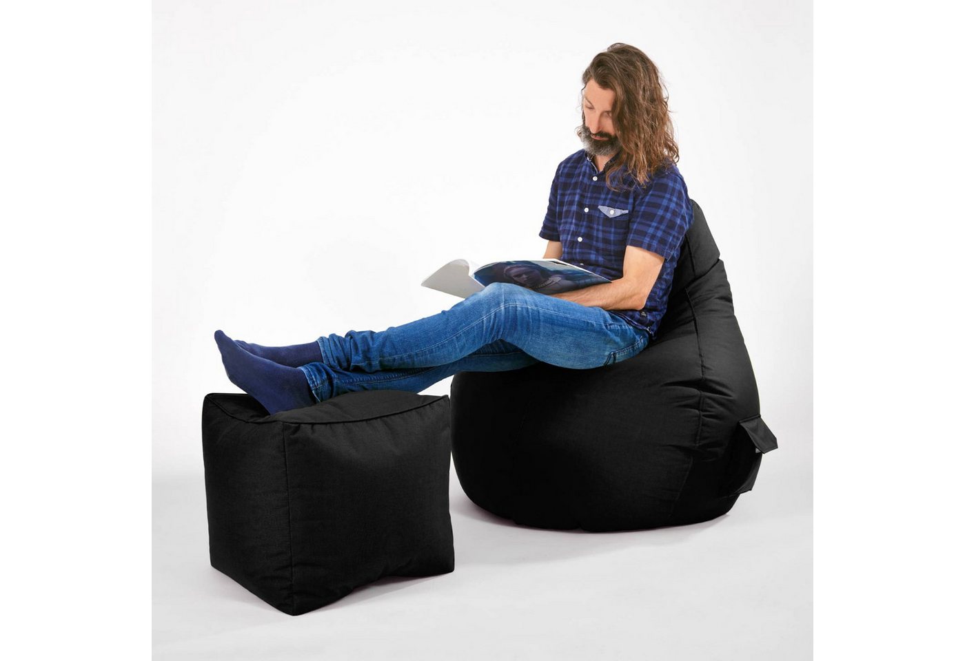 Green Bean Sitzsack Sitzsack-Hocker Pouf Cube 40x40x40cm (Hocker 40x40x40cm mit EPS-Perlen Füllung, Fußhocker Fußkissen Sitz-Pouf für Sitzsäcke), Bodenkissen fü – Bild 3 von 5