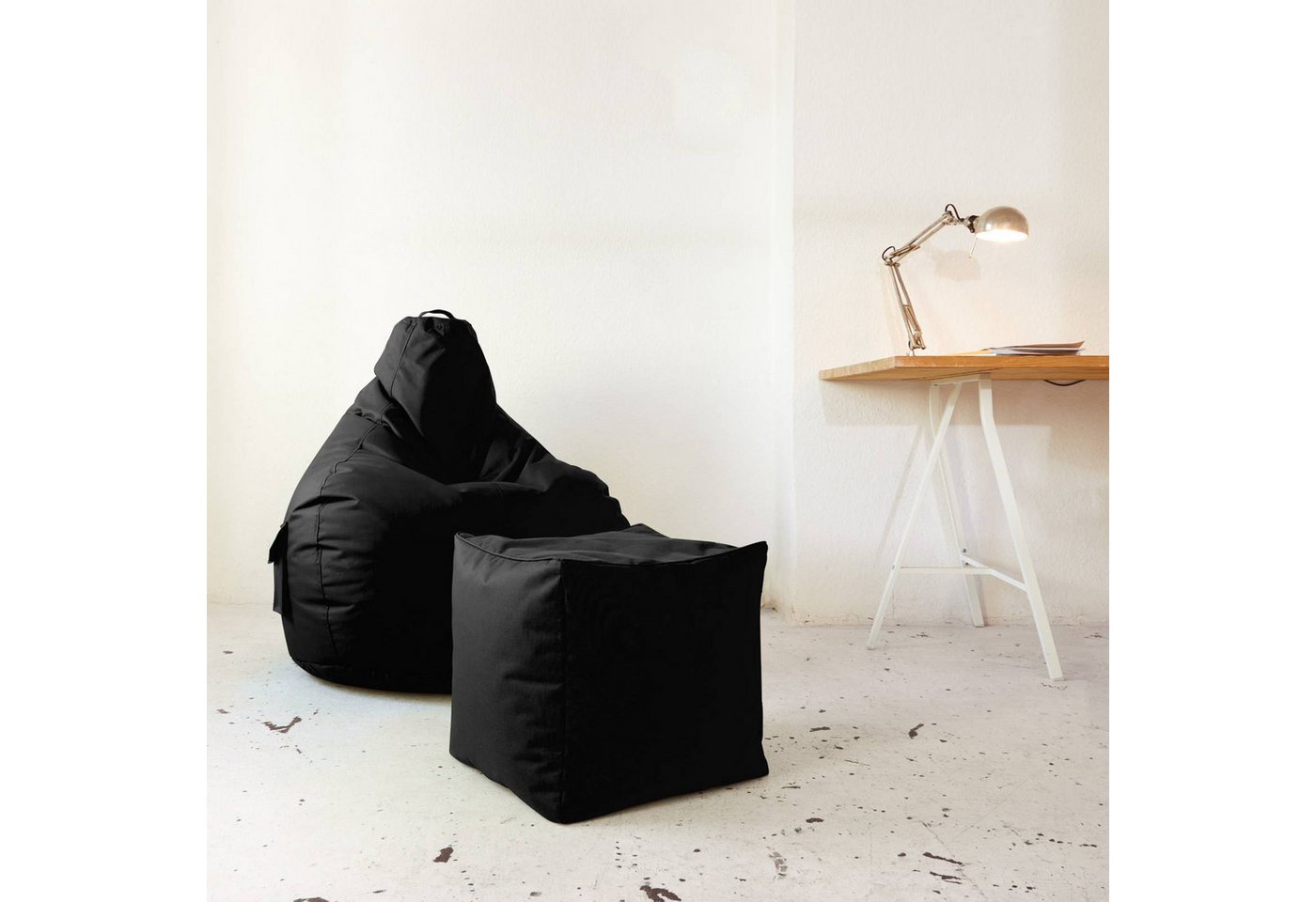 Green Bean Sitzsack Sitzsack-Hocker Pouf Cube 40x40x40cm (Hocker 40x40x40cm mit EPS-Perlen Füllung, Fußhocker Fußkissen Sitz-Pouf für Sitzsäcke), Bodenkissen fü – Bild 4 von 5