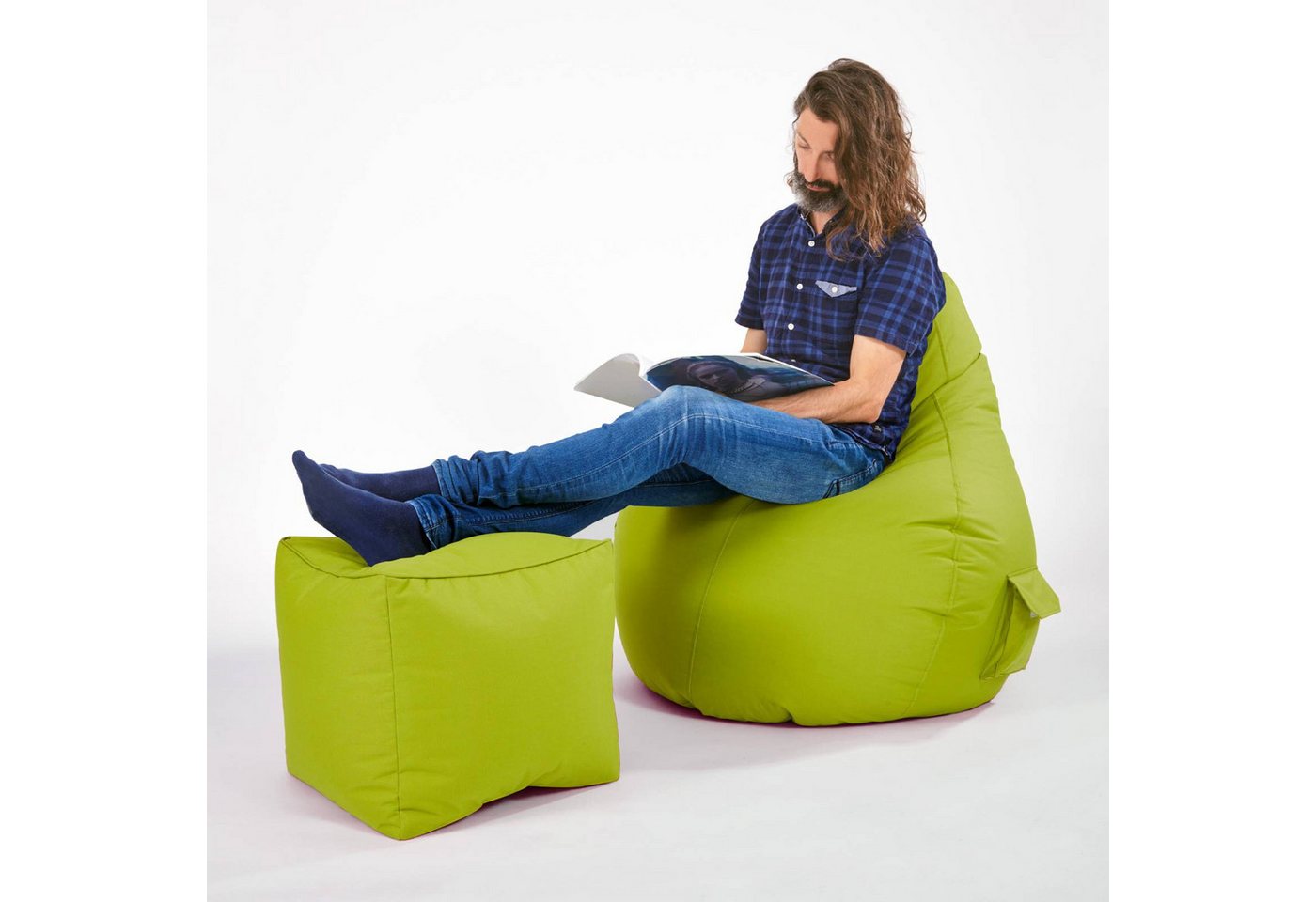 Green Bean Sitzsack Sitzsack-Hocker Pouf Cube 40x40x40cm (Hocker 40x40x40cm mit EPS-Perlen Füllung, Fußhocker Fußkissen Sitz-Pouf für Sitzsäcke), Bodenkissen fü – Bild 3 von 5