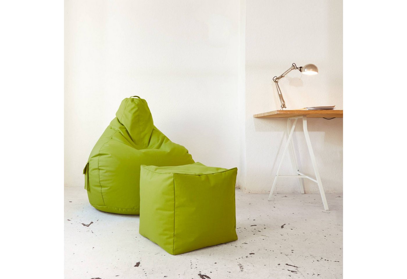 Green Bean Sitzsack Sitzsack-Hocker Pouf Cube 40x40x40cm (Hocker 40x40x40cm mit EPS-Perlen Füllung, Fußhocker Fußkissen Sitz-Pouf für Sitzsäcke), Bodenkissen fü – Bild 4 von 5
