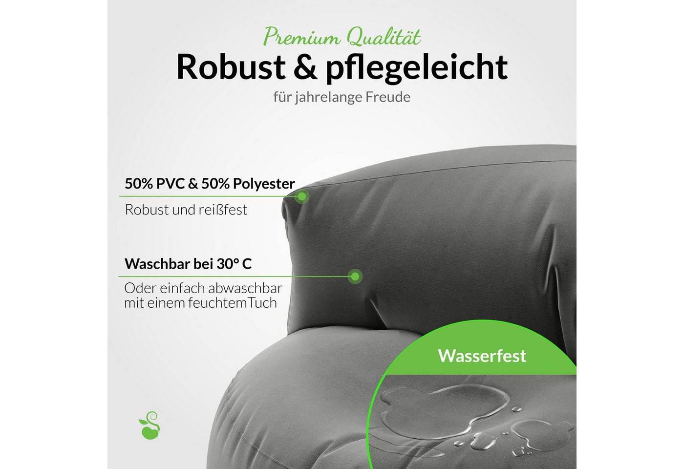Green Bean Sitzsack Sitzsack Sofa Indoor Outdoor Lounge (mit Rückenlehne, wasserabweisender & abwaschbarer Bezug), Couch Sitzmöglichkeit Gartenliege mit Rückenl – Bild 5 von 5