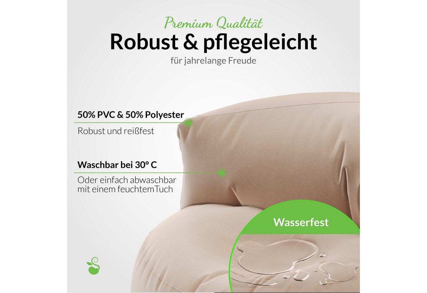 Green Bean Sitzsack Sitzsack Sofa Indoor Outdoor Lounge (mit Rückenlehne, wasserabweisender & abwaschbarer Bezug), Couch Sitzmöglichkeit Gartenliege mit Rückenl – Bild 5 von 5