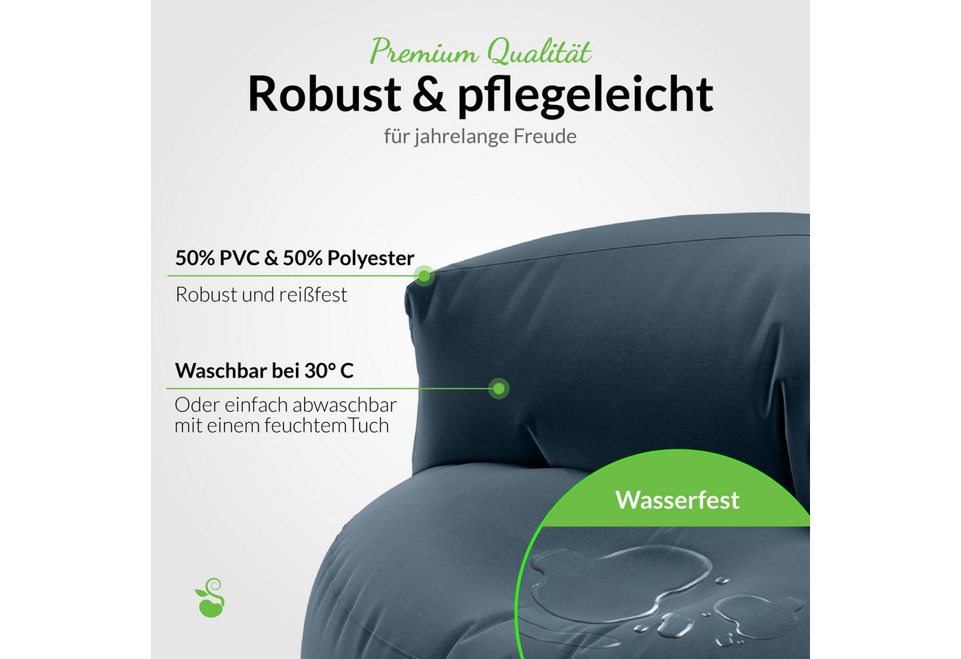 Green Bean Sitzsack Sitzsack Sofa Indoor Outdoor Lounge (mit Rückenlehne, wasserabweisender & abwaschbarer Bezug), Couch Sitzmöglichkeit Gartenliege mit Rückenl – Bild 5 von 5