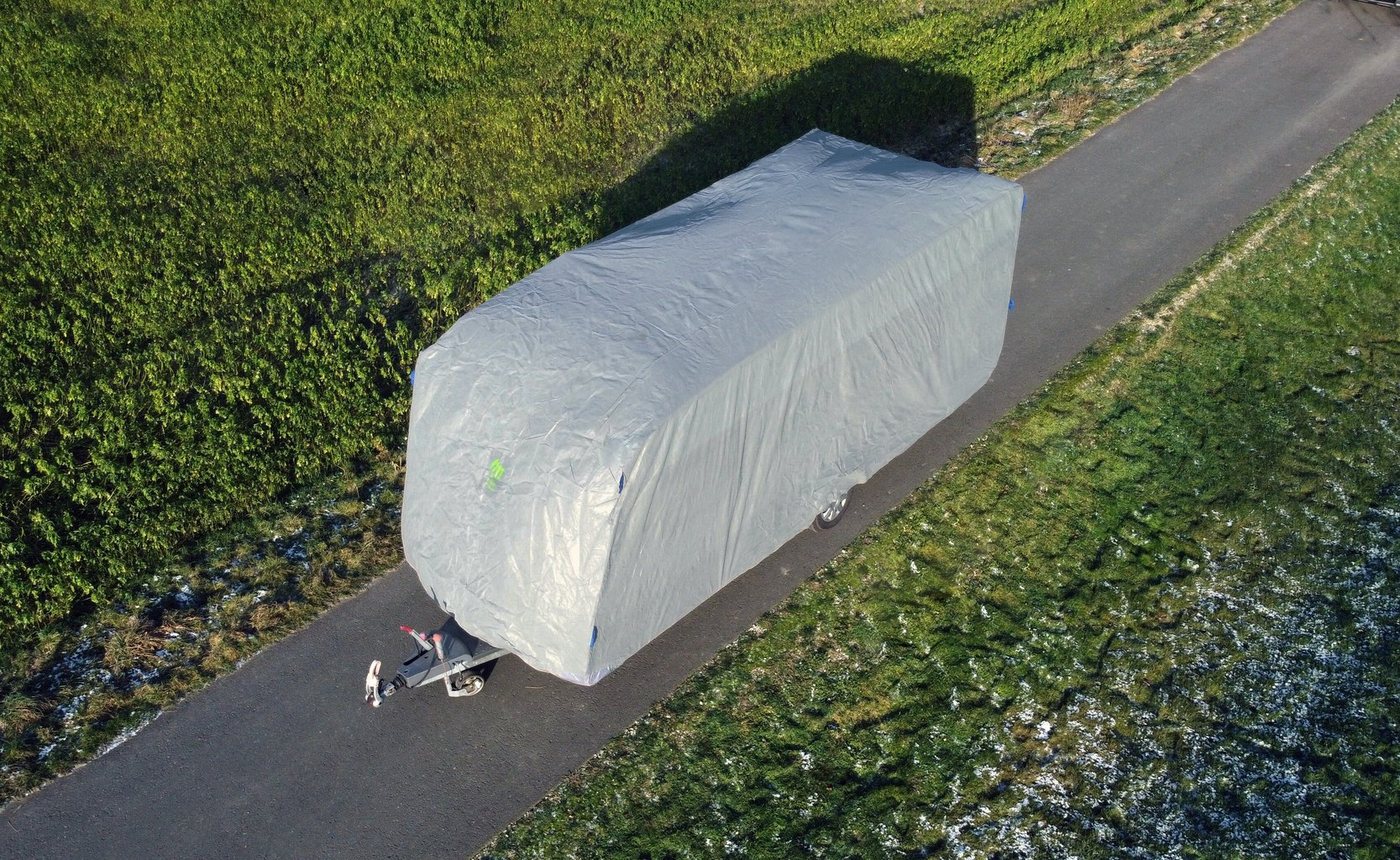 Green Yard Wohnwagenschutzhülle Wohnwagenschutzhülle Wohnwagen Abdeckplane CaravanCover S 460x250x220 (1 Stück, Inkl. Tragetasche), UV-beständig, schimmelresist – Bild 5 von 5