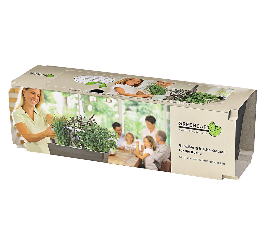 GREENBAR Kräutertopf Kräuterkasten, 48 x 16 x 15.5 cm, für 3 Kräutertöpfe, ganzjährig frische Küchenkräuter – Bild 2 von 5