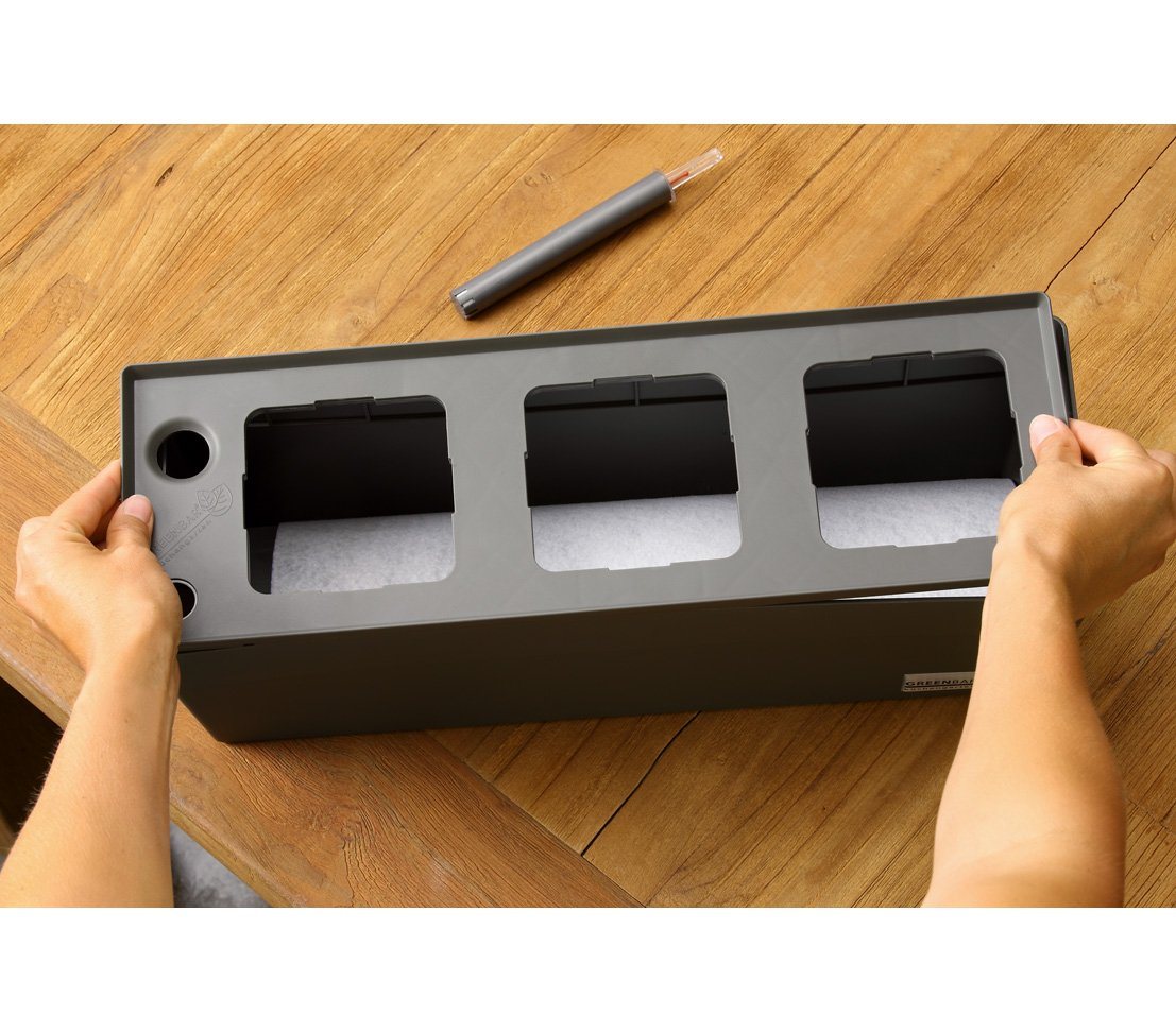 GREENBAR Kräutertopf Kräuterkasten, 48 x 16 x 15.5 cm, für 3 Kräutertöpfe, ganzjährig frische Küchenkräuter – Bild 4 von 5