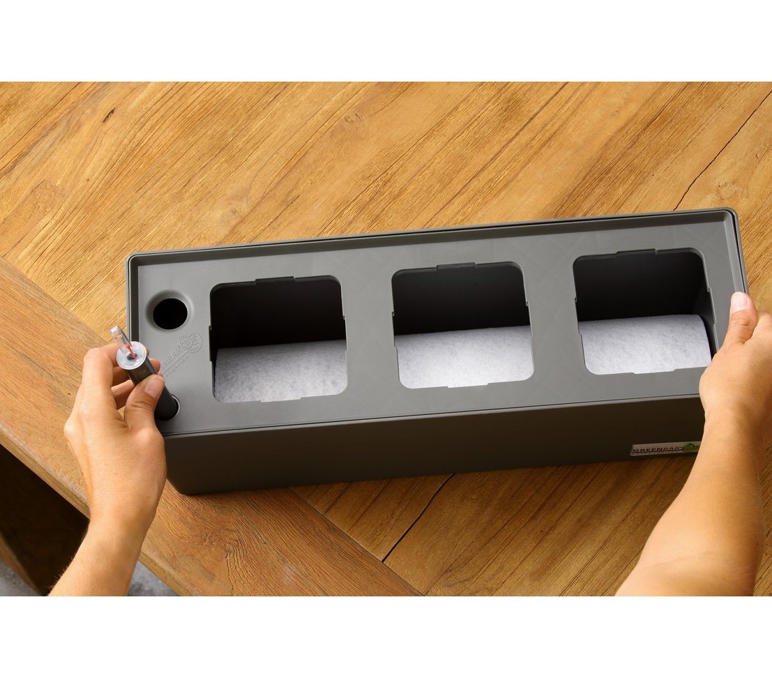 GREENBAR Kräutertopf Kräuterkasten, 48 x 16 x 15.5 cm, für 3 Kräutertöpfe, ganzjährig frische Küchenkräuter – Bild 5 von 5