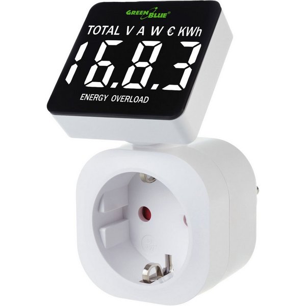 GreenBlue Stromverbrauchszähler GB620 Energiekostenmessgerät Stromverbrauchszähler Steckdose, 2,8 " Display, LCD Display, Stromkostenmessgerät für Haushalt & Bü