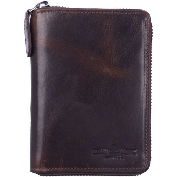 Greenburry Geldbörse Zip Around Wallet, aus echtem Rindsleder mit RFID-Blocker Schutz