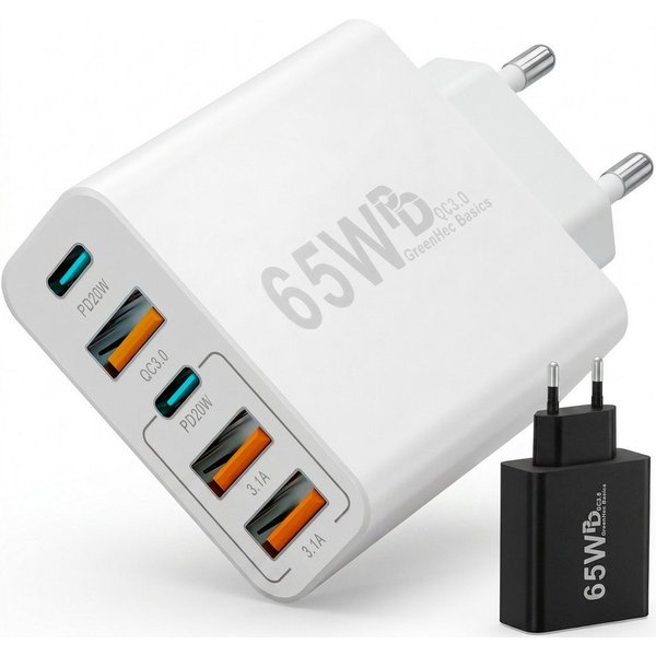 GreenHec 65w USB C Ladegerät iPhone Samsung Netzteil Charger Mehrfach Schnelllade-Gerät (50 mA, Spar-Set, 65w Penta Charger, Schnellladegerät multi Netzstecker 