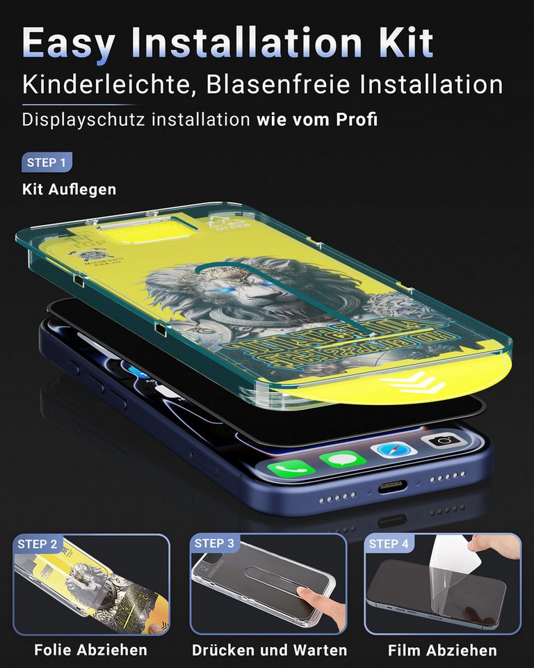 GreenHec Displayschutzglas Panzerfolie Sichtschutz iPhone 18 17 16 15 14 13 12 11 Pro Max 16e 17e für iPhone 12 Pro, Spar-Set, X Air, Privacy Glas Anti Spy, Sch – Bild 4 von 5