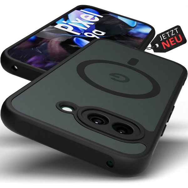 GreenHec Handyhülle Google Pixel 9a Hülle MagSafe Case Magnetisch Cover Schutzhülle Black 6,3 Zoll, Schwarz Magnet Cover, Stoßfest - Handyhülle mit Kameraschutz