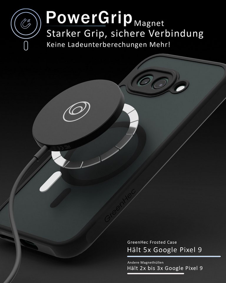 GreenHec Handyhülle Google Pixel 9a Hülle MagSafe Case Magnetisch Cover Schutzhülle Black 6,3 Zoll, Schwarz Magnet Cover, Stoßfest - Handyhülle mit Kameraschutz – Bild 2 von 5