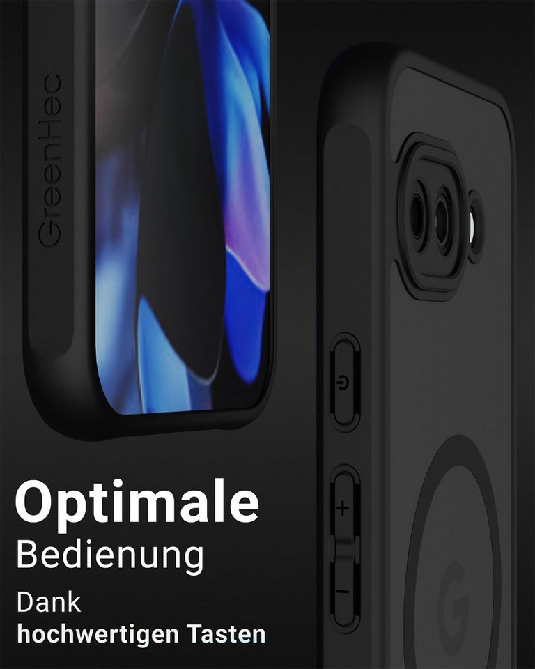 GreenHec Handyhülle Google Pixel 9a Hülle MagSafe Case Magnetisch Cover Schutzhülle Black 6,3 Zoll, Schwarz Magnet Cover, Stoßfest - Handyhülle mit Kameraschutz – Bild 5 von 5