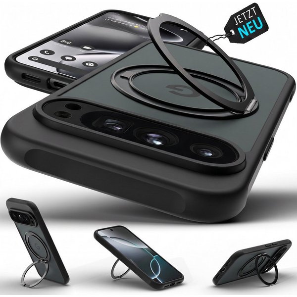 GreenHec Handyhülle Handyhülle Hülle Google Pixel 10 Pro MagSafe Ständer Magnetring Case 6.3 Zoll, Ständer Magnetring Schwarzes Cover Schutzhülle Kameraschutz H