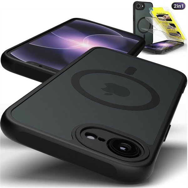GreenHec Handyhülle iPhone 17e / 16e Hülle MagSafe Case Handy Schwarz Schutzhülle Cover 6,1 Zoll, Magnet Cover Magnetische Hülle Kameraschutz Black Matt Bumper 