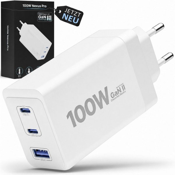 GreenHec USB C Ladegerät 100w - GaN III Labtop, Macbook Mehrfach Charger PPS USB-Ladegerät (5,00 mA, Packung, 100w, Fast Charge Netzteil, Schnelllade Stecker iP