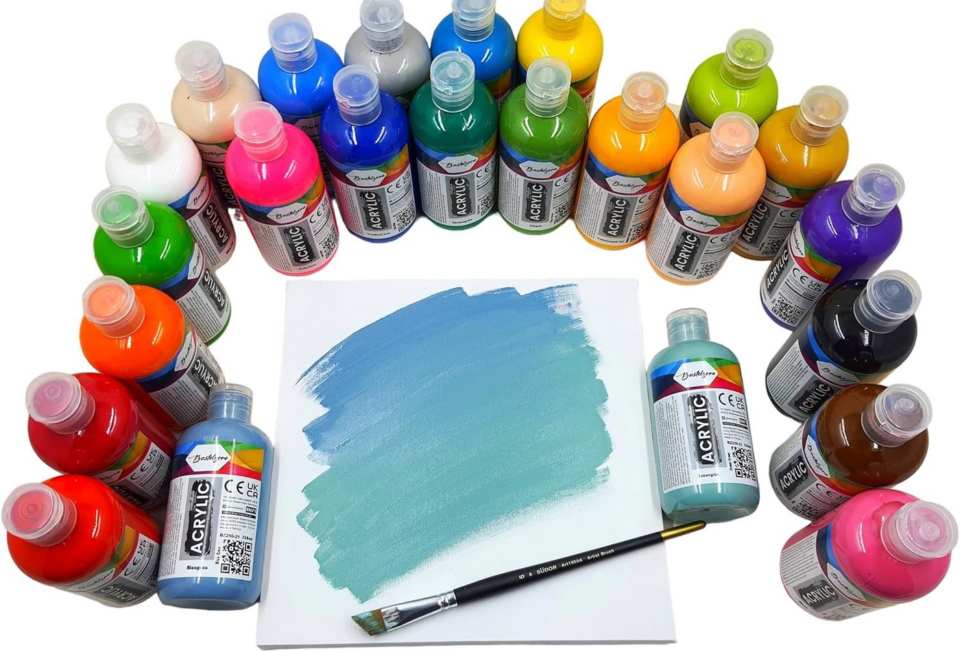 Greenpoint Acrylfarbe Acrylfarben Set 24x250 ml – Hochpigmentiert & Deckend, Matt – Bild 4 von 5