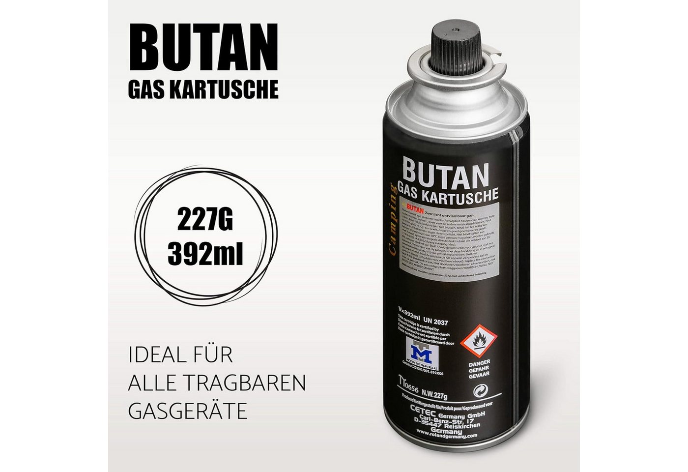 Greenpoint Gaskartusche Butan Gaskartusche 227g MSF-1a – Camping Gas für Kocher & Brenner, Zubehör für Campingkocher, Gaskocher, Brenner, Heizgeräte, Lötbrenner – Bild 2 von 5