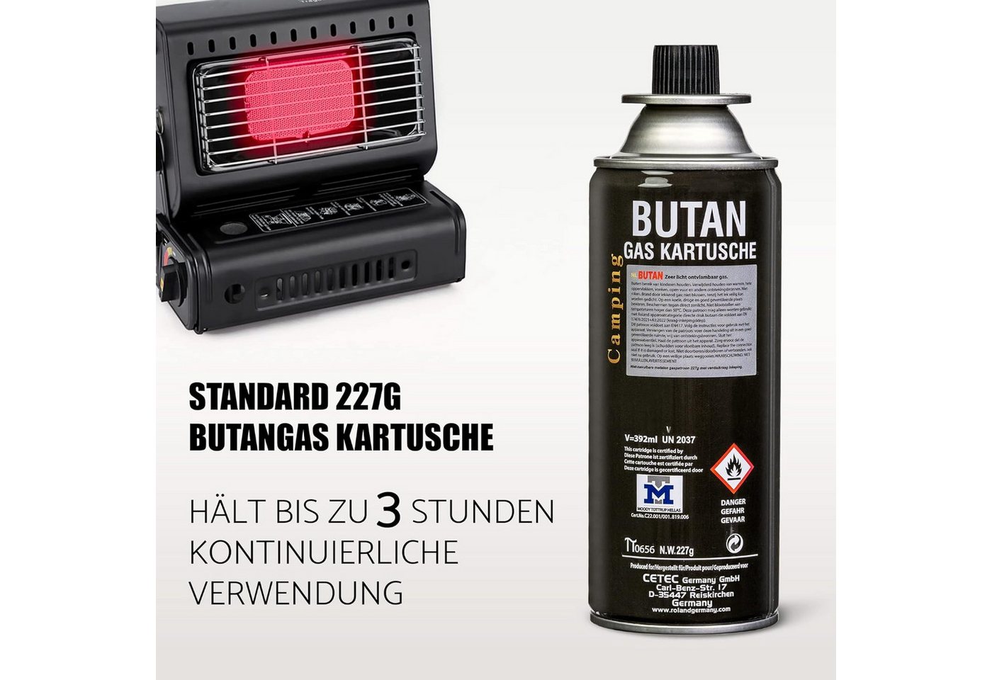 Greenpoint Gaskartusche Butan Gaskartusche 227g MSF-1a – Camping Gas für Kocher & Brenner, Zubehör für Campingkocher, Gaskocher, Brenner, Heizgeräte, Lötbrenner – Bild 3 von 5