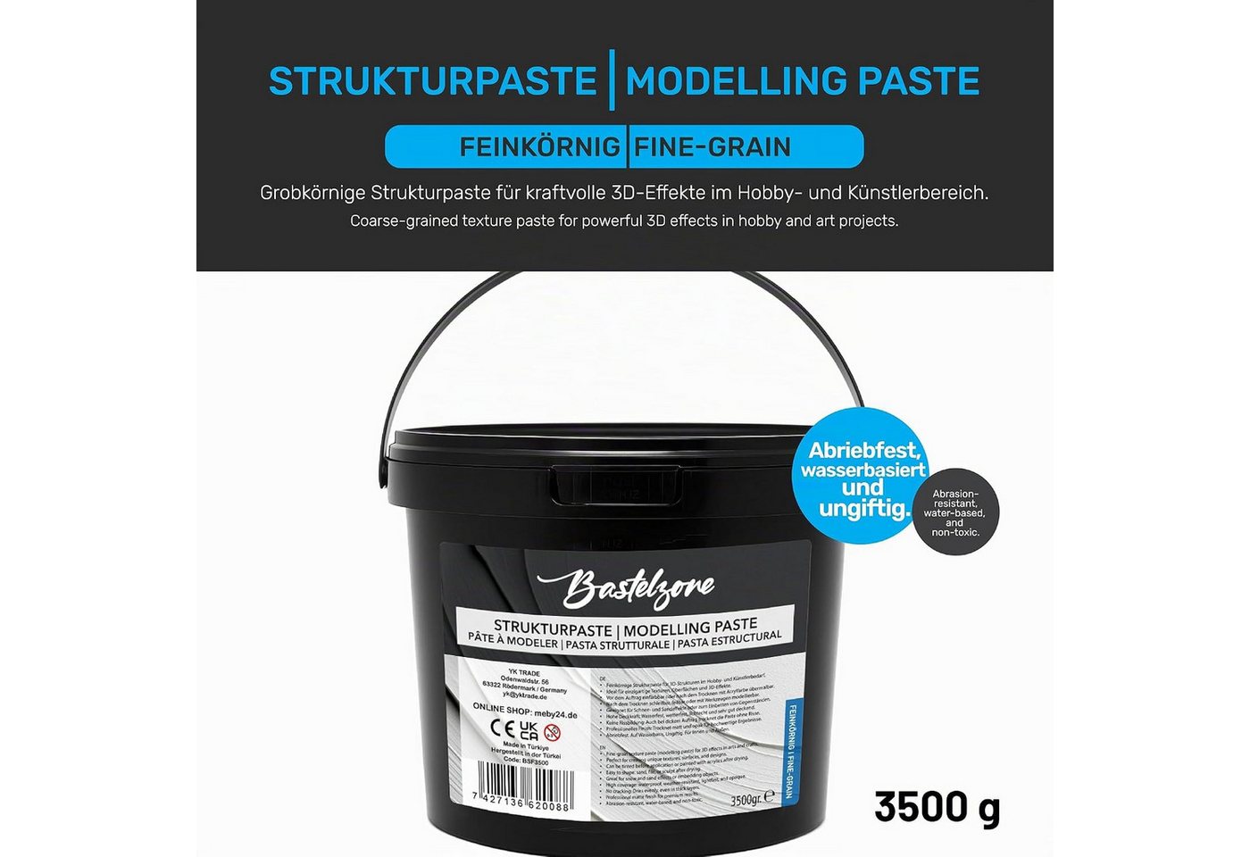 Greenpoint Strukturpaste Strukturpaste Modellierpaste Spachtelmasse - Acrylmalerei & Leinwand, XXL 3,5 kg für 3D-Effekte, Reliefs und kreative Texturen – Bild 2 von 5