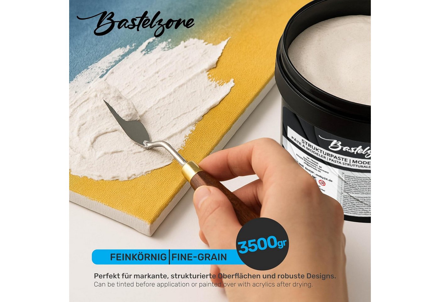 Greenpoint Strukturpaste Strukturpaste Modellierpaste Spachtelmasse - Acrylmalerei & Leinwand, XXL 3,5 kg für 3D-Effekte, Reliefs und kreative Texturen – Bild 3 von 5