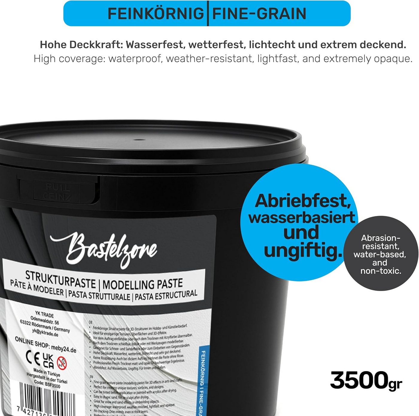 Greenpoint Strukturpaste Strukturpaste Modellierpaste Spachtelmasse - Acrylmalerei & Leinwand, XXL 3,5 kg für 3D-Effekte, Reliefs und kreative Texturen – Bild 5 von 5