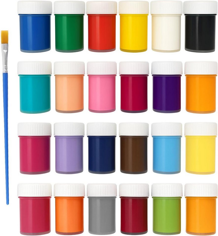 Greenpoint Textilfarbe Textilfarben Stoffmalfarben Stofffarben Set 24 Farben mit Pinsel, 24 Farben inkl. Pinsel, hochpigmentiert, wasserbasiert, waschfest – Bild 2 von 5