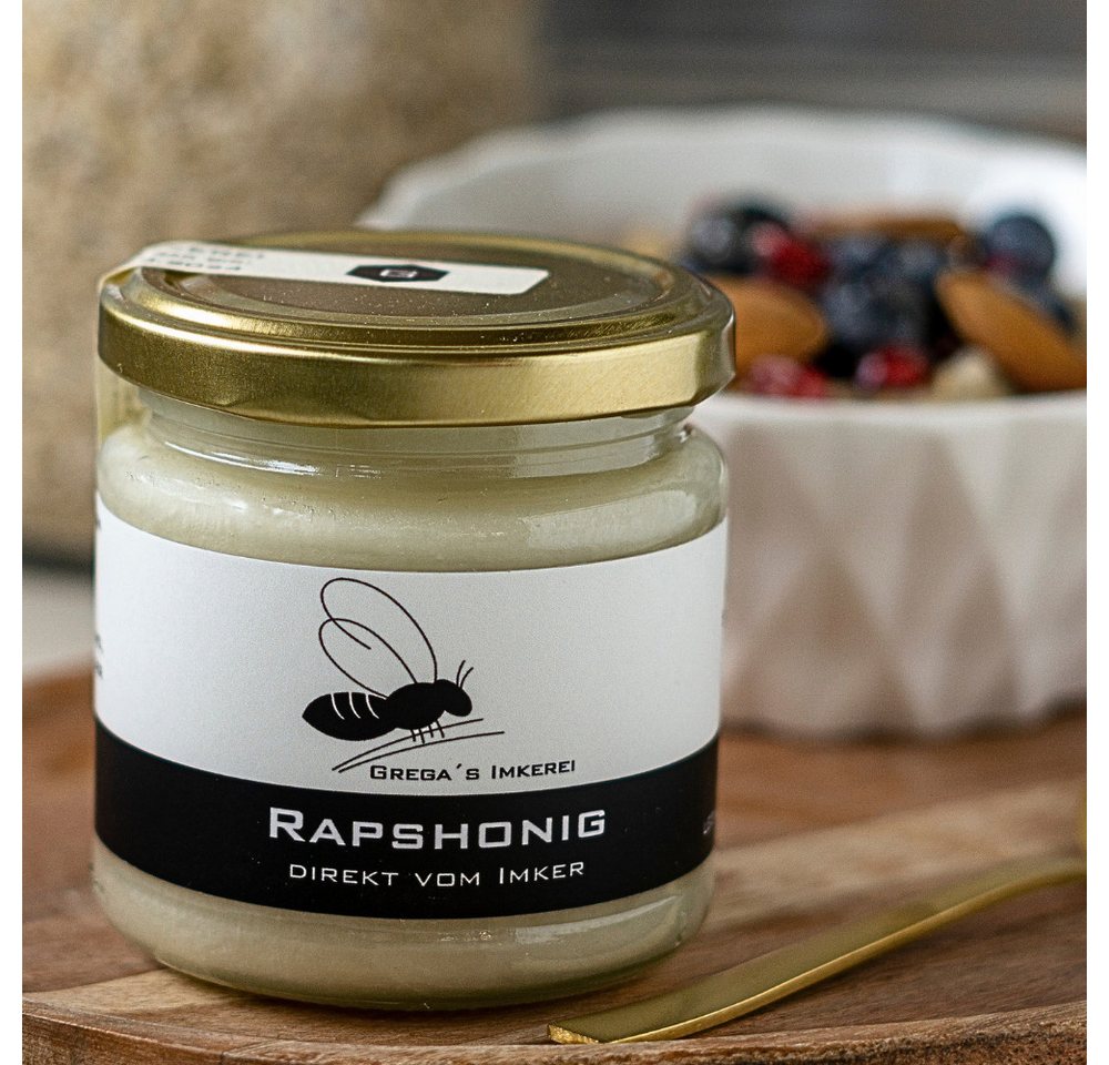 Grega´s Imkerei Honig Deutscher Raps Honig, 1 x 250 g, (Streichzarter Imkerhonig direkt vom Imker, Regionaler Honig aus Deutschland NRW), fein cremiger milder d – Bild 3 von 5